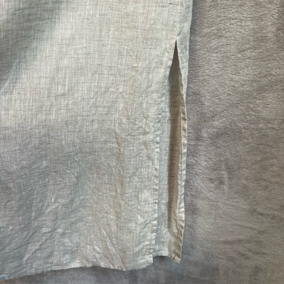 Harshman 100% Linen Tan Oatmeal Button Down Maxi Dress Size Large Collared - Picture 7 of 16